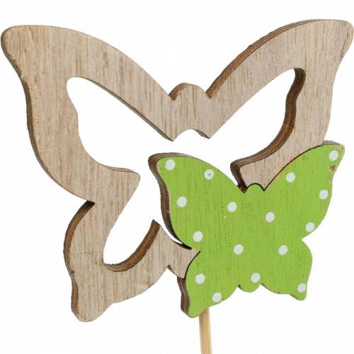 Floristik24 Wtyczka roślinna motyl na patyku drewniana dekoracja wiosenna 16 sztuk