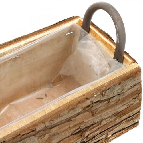 Floristik24 Doniczka, skrzynka drewniana z korą, doniczka z uchwytami 46cm