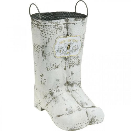 Floristik24 Buty do sadzenia pszczoła metalowa biała dekoracja ogrodowa w stylu vintage wys. 31 cm
