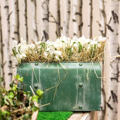 Produkt Planter Bag with Handle Metal Green, White Washed H20cm