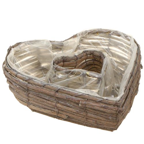Floristik24 Doniczka na rośliny Serce Naturalna Szara 30/40 cm Zestaw 2 sztuk
