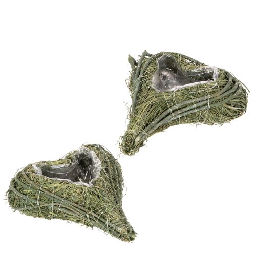 Roślinne serce z materiału naturalnego z wkładem foliowym, 22 cm, 2 sztuki