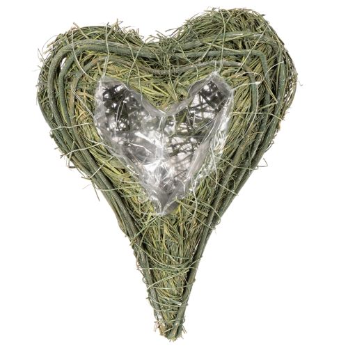 Roślinne serce z materiału naturalnego z wkładem foliowym, 22 cm, 2 sztuki | Floristik24.pl