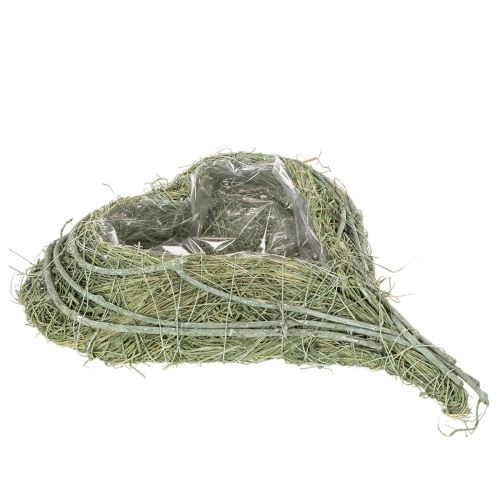 Miska w kształcie serca z naturalnej trawy z folią do sadzenia, 38 cm