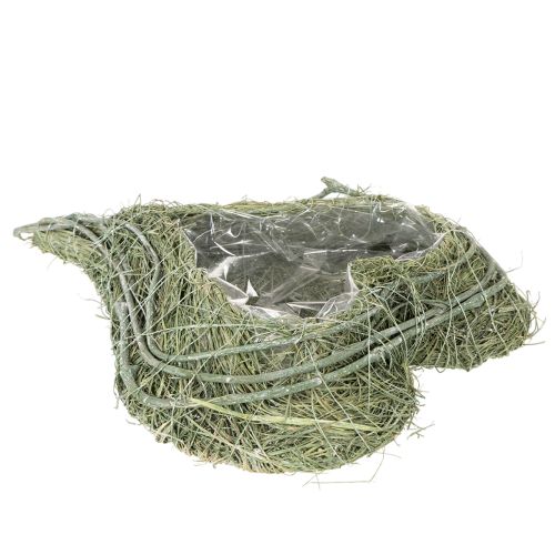 Miska w kształcie serca z naturalnej trawy z folią do sadzenia, 38 cm | Floristik24.pl