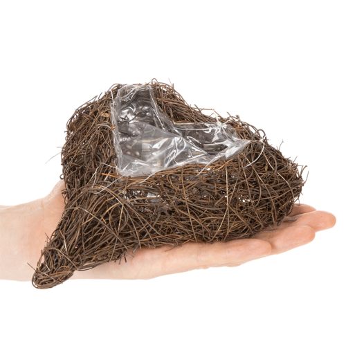 Doniczka w kształcie serca z gałązek z folią, 20cm, 2 sztuki | Floristik24.pl