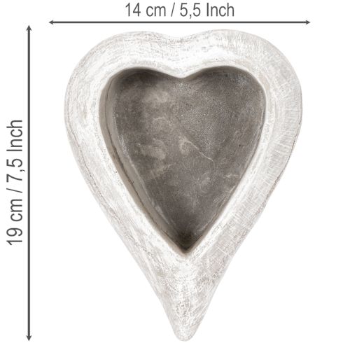 Dekoracyjna misa w kształcie serca, szara; mała doniczka w kształcie serca, 19 cm | Floristik24.pl