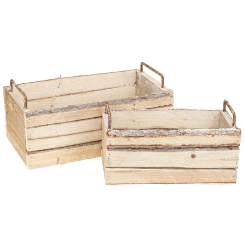 Doniczka z kory drewnianej z naturalnym uchwytem Dł. 29 cm/23 cm Zestaw 2 szt.