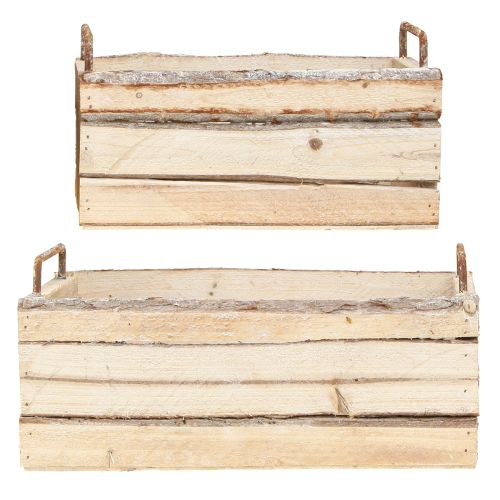 Produkt Doniczka z kory drewnianej z naturalnym uchwytem Dł. 29 cm/23 cm Zestaw 2 szt.