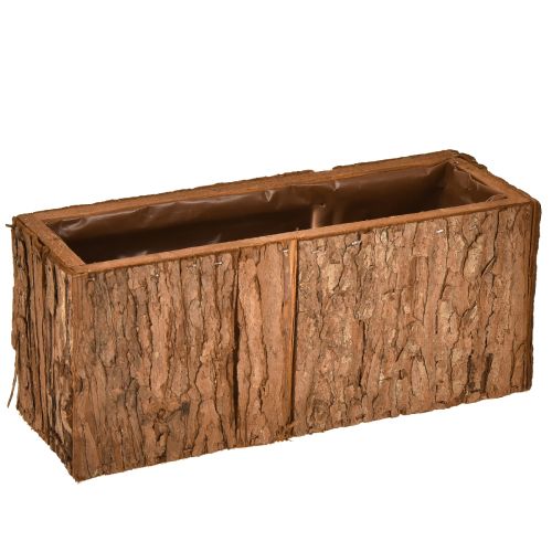 Drewniana doniczka prostokątna z kory sosnowej 27×10cm