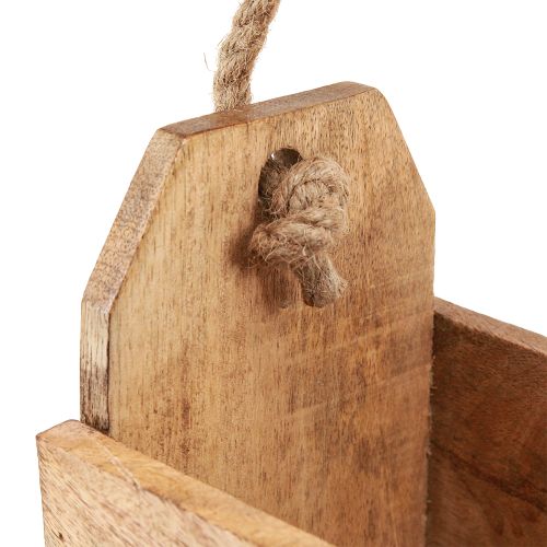 Produkt Doniczka drewniana z uchwytem, kwadratowa, juta naturalna 27x12x17cm