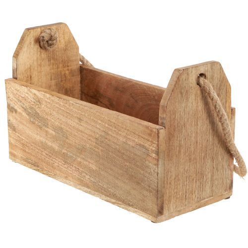 Produkt Doniczka drewniana z uchwytem, kwadratowa, juta naturalna 27x12x17cm
