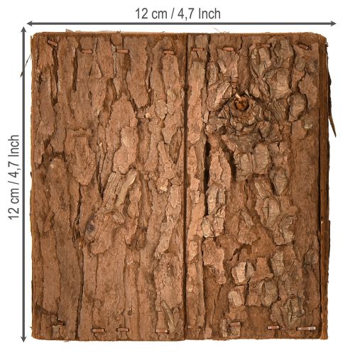 Produkt Kwadratowa drewniana donica z korą sosnową i doniczką 12×12 cm