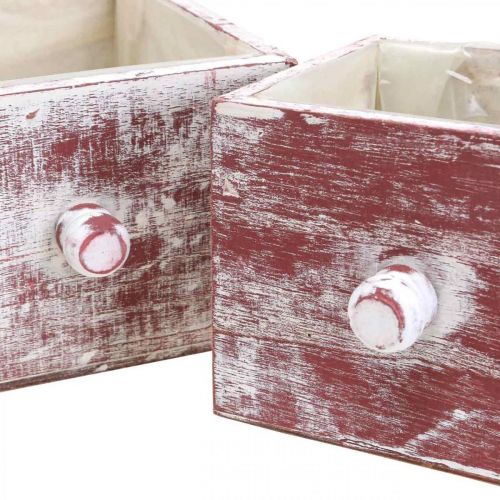 Produkt Pudełko na rośliny shabby chic dekoracyjna szuflada czerwono-biała zestaw 2 szt