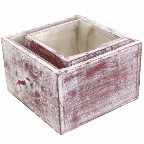 Produkt Pudełko na rośliny shabby chic dekoracyjna szuflada czerwono-biała zestaw 2 szt