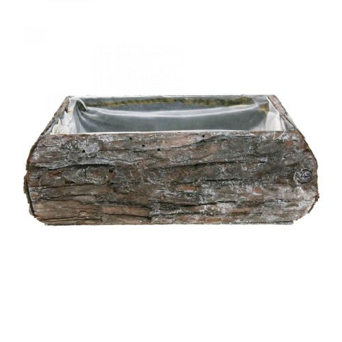 Floristik24 Skrzynka na rośliny wykonana z drewnianej miseczki ozdobnej z korą 18×13×6cm