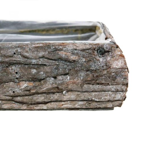 Floristik24 Skrzynka na rośliny wykonana z drewnianej miseczki ozdobnej z korą 18×13×6cm