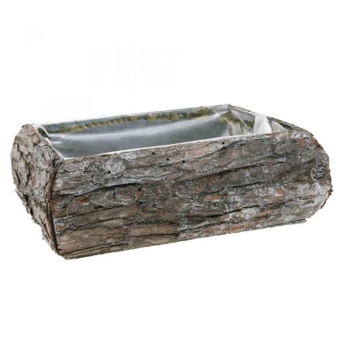 Floristik24 Skrzynka na rośliny wykonana z drewnianej miseczki ozdobnej z korą 18×13×6cm