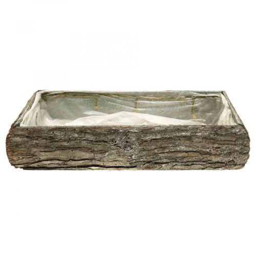 Floristik24 Skrzynka na rośliny wykonana z drewnianej miski ozdobnej z korą 33×15×7cm
