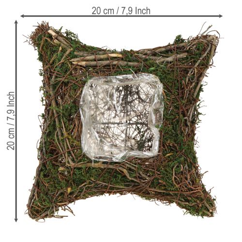 Produkt Poduszka na rośliny z mchu i winorośli, naturalna, 20×20×6,5 cm