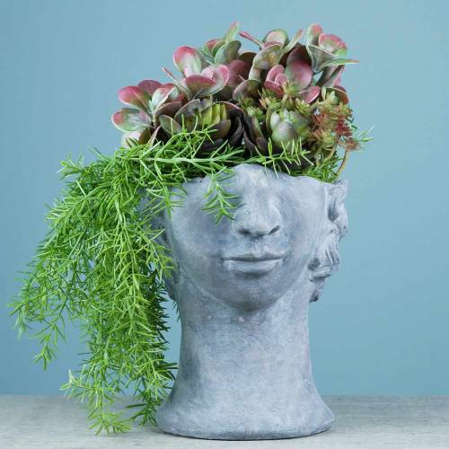 Floristik24 Betonowa głowica do sadzenia Bust Grey H23,5cm