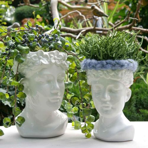 Floristik24 Roślina Głowa Popiersie Kobieta Biały ceramiczny wazon Flowerpot H22,5cm