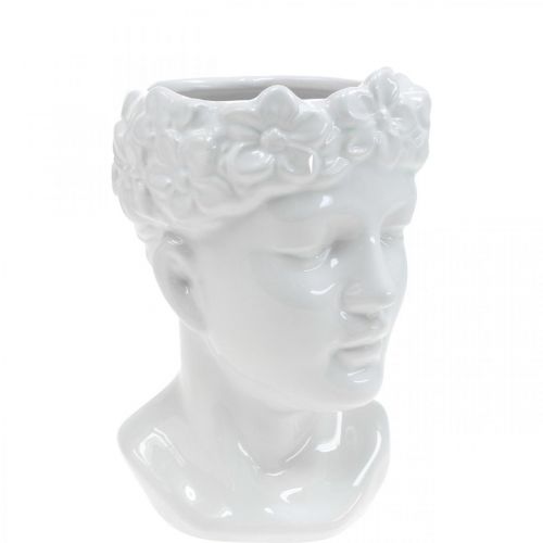 Floristik24 Planter Głowa Popiersie Kobieta Biały ceramiczny wazon na kwiaty H19cm