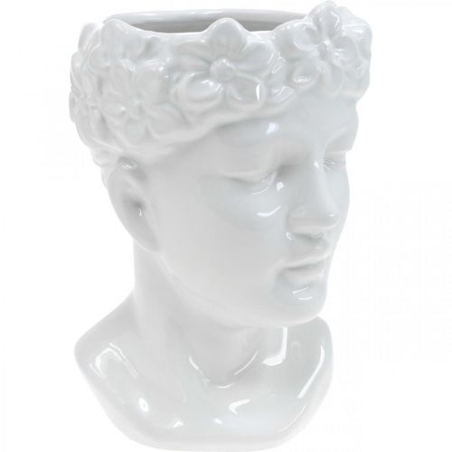Floristik24 Roślina Głowa Popiersie Kobieta Biały ceramiczny wazon Flowerpot H22,5cm