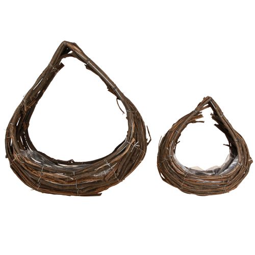 Produkt Koszyk na rośliny Drewniane krople Naturalne 38x18cm / 23x13cm Zestaw 2 szt.