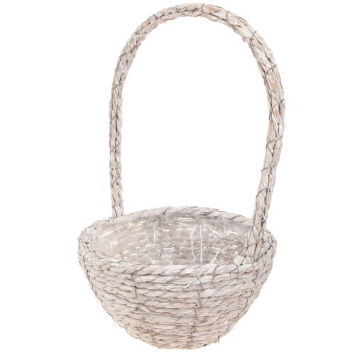 Produkt Uchwyt do koszyka na rośliny ze słomy w kolorze naturalnym białym Ø23/28, zestaw 2 szt.