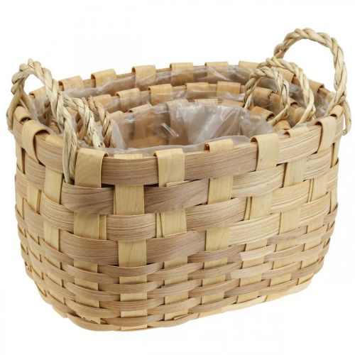 Produkt Doniczka do kosza na rośliny z uchwytami natura 22/27/33cm zestaw 3 sztuk