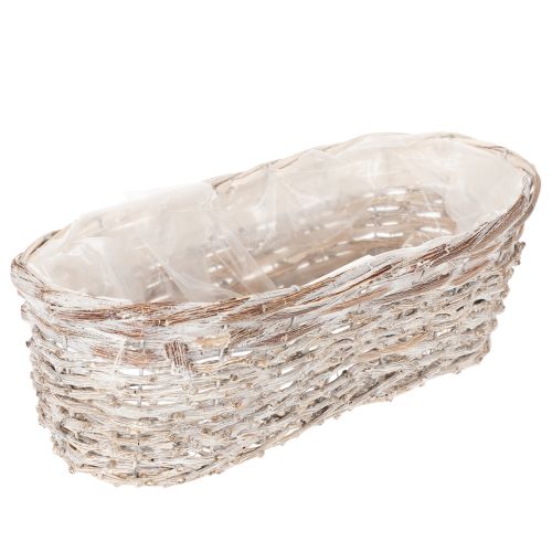 Doniczka koszykowa z wkładem foliowym, owalna, biała, 37 cm