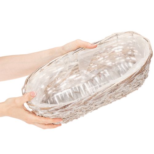 Doniczka koszykowa z wkładem foliowym, owalna, biała, 37 cm | Floristik24.pl