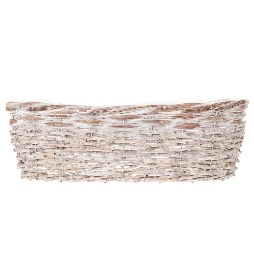 Doniczka koszykowa z wkładem foliowym, owalna, biała, 37 cm | Floristik24.pl