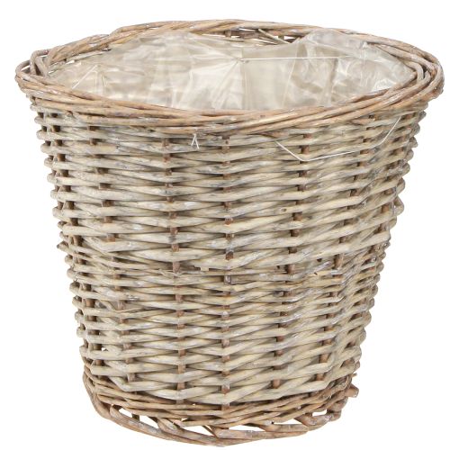 Produkt Koszyk na rośliny wiklinowy naturalny szaro-biały Ø25 H21cm 2szt