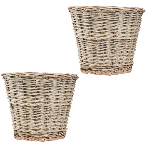 Produkt Koszyk na rośliny wiklinowy naturalny szaro-biały Ø25 H21cm 2szt