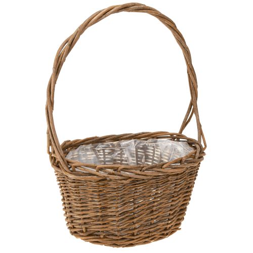 Produkt Kosz na rośliny z uchwytem owalny wierzbowy brązowy 28/24cm zestaw 2 szt.