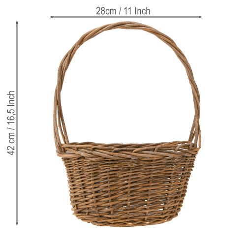 Produkt Kosz na rośliny z uchwytem owalny wierzbowy brązowy 28/24cm zestaw 2 szt.