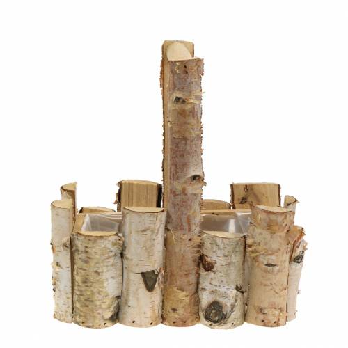 Floristik24 Kosz na rośliny z gałęzi brzozowych z rączką 24x14,5cm H25,5cm