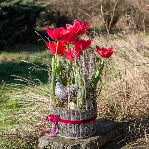 Floristik24 Kosz na rośliny wykonany z gałązek bielonych Ø15-25cm zestaw 3 szt