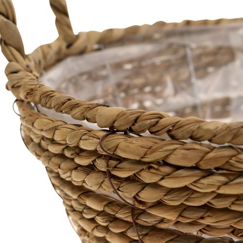 Floristik24 Kosz na rośliny okrągły kosz z trawy morskiej z uchwytami ozdobny kosz Ø25cm W9cm