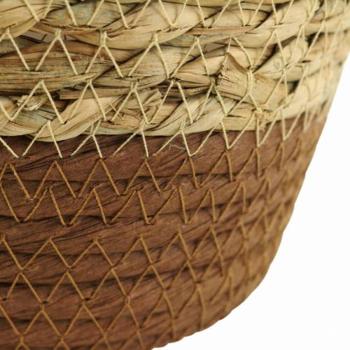 Floristik24 Kosz na rośliny doniczka z trawy morskiej w stylu art deco natura Ø19cm W16cm