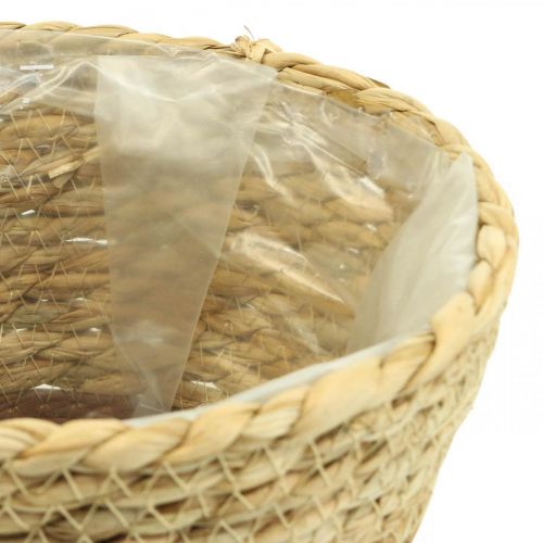 Floristik24 Kosz na rośliny doniczka z trawy morskiej w stylu art deco natura Ø19cm W16cm