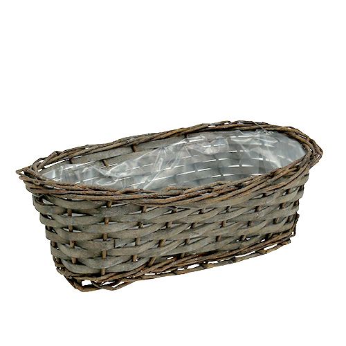 Floristik24 Kosz na kwiaty Oval Grey 30cm x 15cm x 10cm 1szt.