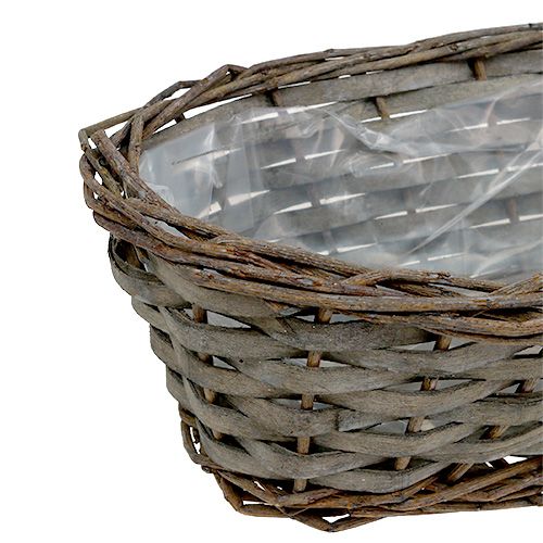 Floristik24 Kosz na kwiaty Oval Grey 30cm x 15cm x 10cm 1szt.