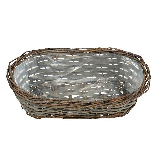 Floristik24 Kosz na kwiaty Oval Grey 30cm x 15cm x 10cm 1szt.