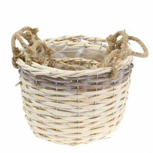 Floristik24 Kosz na rośliny z uchwytami jutowymi Ø24 / 20 / 14,5 cm, zestaw 3 szt