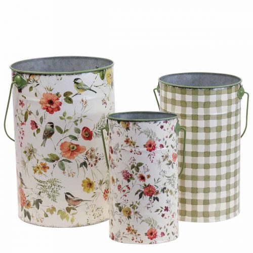 Produkt Doniczka vintage dekoracyjne metalowe wiadro Ø18/15/12cm zestaw 3 sztuk