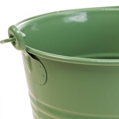 Floristik24 Sadzarka vintage dekoracyjne metalowe wiadro jasnozielone Ø16cm W24cm