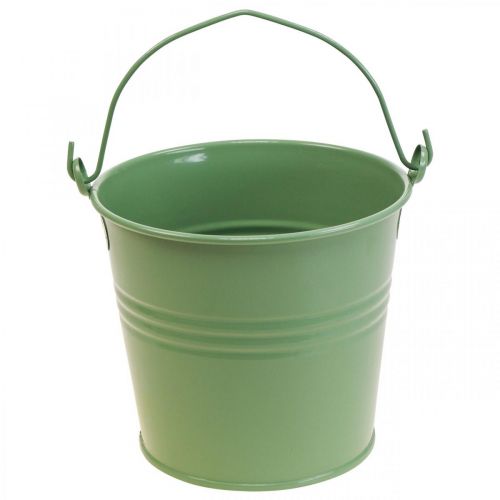 Floristik24 Sadzarka vintage dekoracyjne metalowe wiadro jasnozielone Ø16cm W24cm
